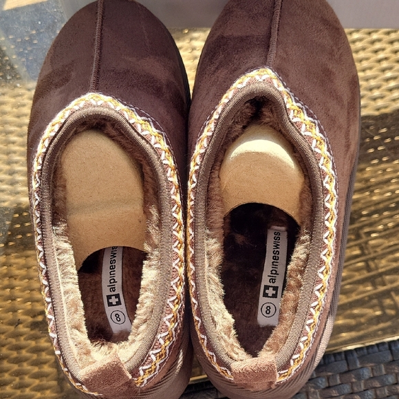 Alpine Swiss Chocolate Brown Suede Slippers - Picture 2 of 9